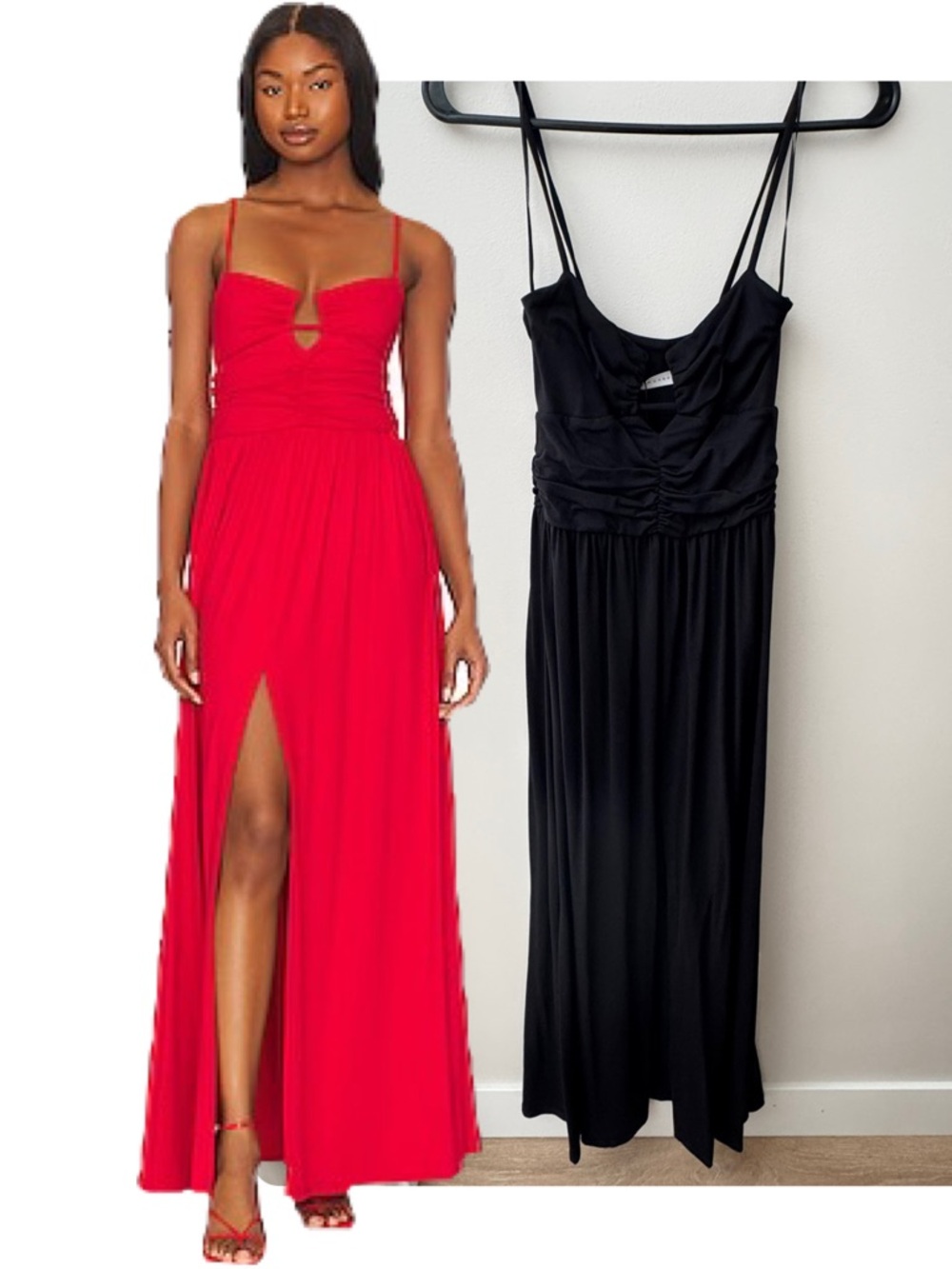 susana monaco string gathered maxi dress